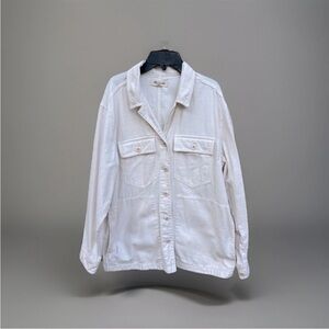 Madewell Shirt Jacket Ecru Cotton Medium Preppy Minimalist